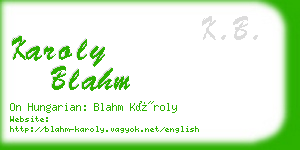 karoly blahm business card